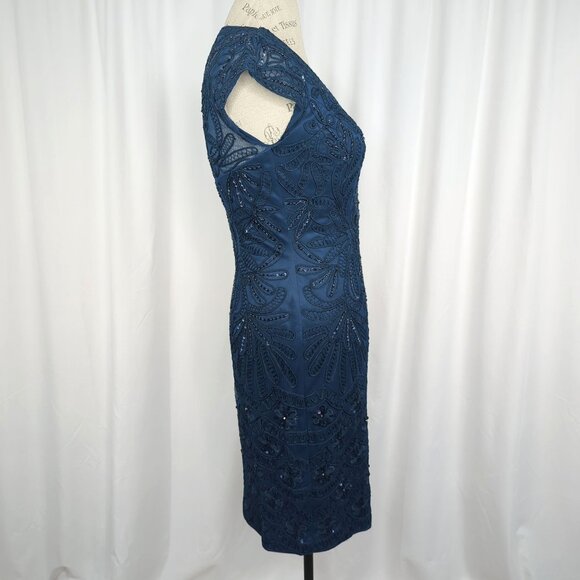 Vintage Sue Wong Sequin Dress 4 Small Blue Formal Bead - Picture 7 of 9